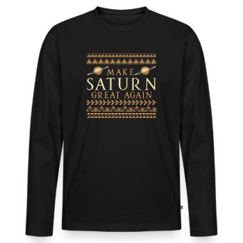 Saturn Raum Planet Sonnensystem Antike Römer - Männer Premium Bio Langarmshirt - Schwarz - Vorne - Nico (187cm)