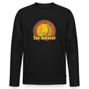 Maple Syrup Tree Tapping Funny Autumn Pancake - Men's Premium Organic Long Sleeve Shirt - black - Front - Nico (187cm)