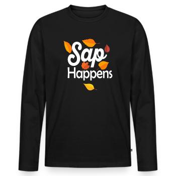 Maple Syrup Tree Tapping Funny Autumn Pancake - Men's Premium Organic Long Sleeve Shirt - black - Front - Nico (187cm)