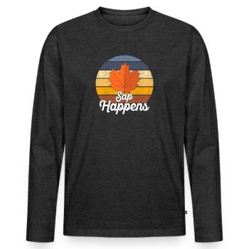 Maple Syrup Tree Tapping Funny Autumn Pancake - Men's Premium Organic Long Sleeve Shirt - heather anthracite - Front - Nico (187cm)
