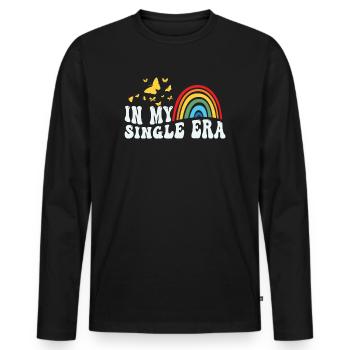Dans mon ère de célibataire drôle de vie de célibataire - T-shirt manches longues Premium bio Homme - noir - Devant - Nico (187cm)