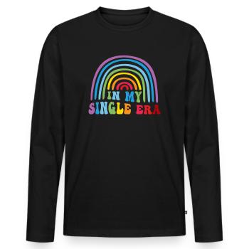 Dans mon ère de célibataire drôle de vie de célibataire - T-shirt manches longues Premium bio Homme - noir - Devant - Nico (187cm)