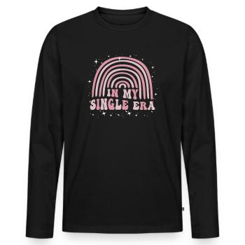 Dans mon ère de célibataire drôle de vie de célibataire - T-shirt manches longues Premium bio Homme - noir - Devant - Nico (187cm)
