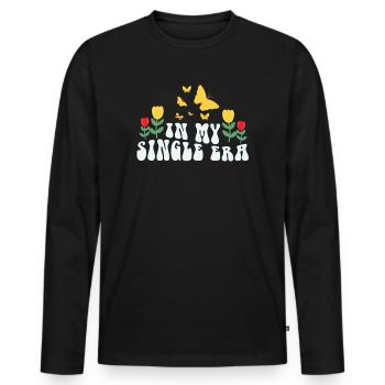Dans mon ère de célibataire drôle de vie de célibataire - T-shirt manches longues Premium bio Homme - noir - Devant - Nico (187cm)