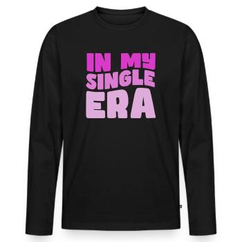 In My Single Era Funny Single Life - Men's Premium Organic Long Sleeve Shirt - black - Front - Nico (187cm)