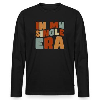 Dans mon ère de célibataire drôle de vie de célibataire - T-shirt manches longues Premium bio Homme - noir - Devant - Nico (187cm)
