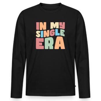 Dans mon ère de célibataire drôle de vie de célibataire - T-shirt manches longues Premium bio Homme - noir - Devant - Nico (187cm)
