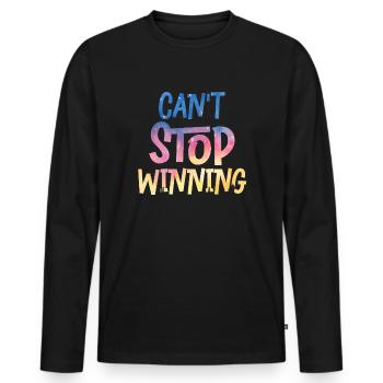 Can’t Stop Winning Lottery Winner Vibes - T-shirt manches longues Premium bio Homme - noir - Devant - Nico (187cm)