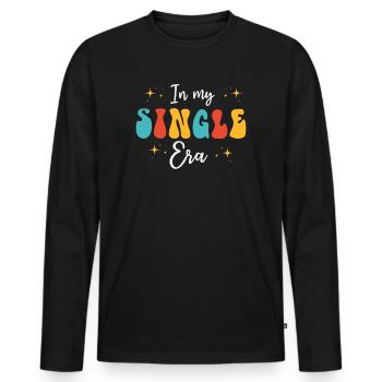Dans mon ère de célibataire drôle de vie de célibataire - T-shirt manches longues Premium bio Homme - noir - Devant - Nico (187cm)