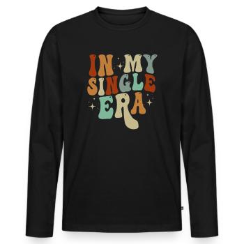 Dans mon ère de célibataire drôle de vie de célibataire - T-shirt manches longues Premium bio Homme - noir - Devant - Nico (187cm)
