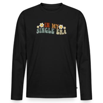 In My Single Era Funny Single Life - Men's Premium Organic Long Sleeve Shirt - black - Front - Nico (187cm)