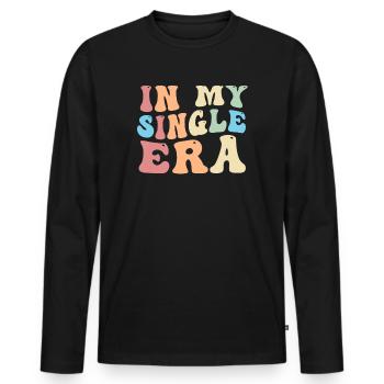 Dans mon ère de célibataire drôle de vie de célibataire - T-shirt manches longues Premium bio Homme - noir - Devant - Nico (187cm)