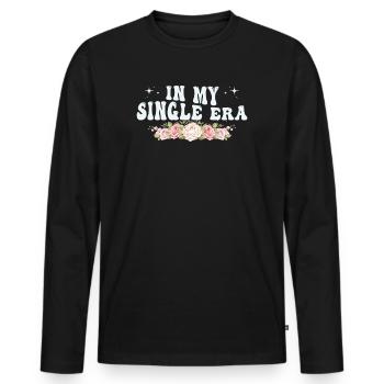 Dans mon ère de célibataire drôle de vie de célibataire - T-shirt manches longues Premium bio Homme - noir - Devant - Nico (187cm)