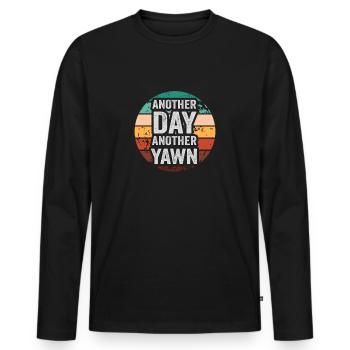 First Caffeine Vibes Another Day Yawn Meets Coffee - Men's Premium Organic Long Sleeve Shirt - black - Front - Nico (187cm)