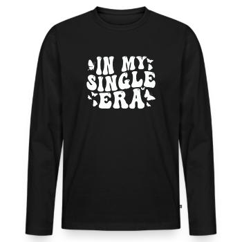 Dans mon ère de célibataire drôle de vie de célibataire - T-shirt manches longues Premium bio Homme - noir - Devant - Nico (187cm)