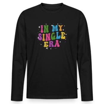 In My Single Era Funny Single Life - Men's Premium Organic Long Sleeve Shirt - black - Front - Nico (187cm)