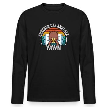 First Caffeine Vibes Another Day Yawn Meets Coffee - Men's Premium Organic Long Sleeve Shirt - black - Front - Nico (187cm)