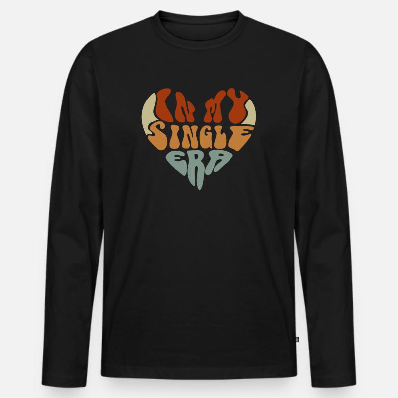 In meiner Single-Ära Lustiges Single-Leben - Männer Premium Bio Langarmshirt - Schwarz