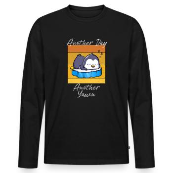 First Caffeine Vibes Another Day Yawn Meets Coffee - Men's Premium Organic Long Sleeve Shirt - black - Front - Nico (187cm)