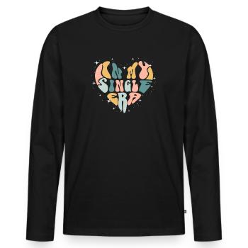 In My Single Era Funny Single Life - Men's Premium Organic Long Sleeve Shirt - black - Front - Nico (187cm)