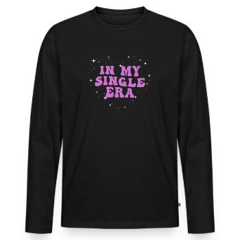 Dans mon ère de célibataire drôle de vie de célibataire - T-shirt manches longues Premium bio Homme - noir - Devant - Nico (187cm)