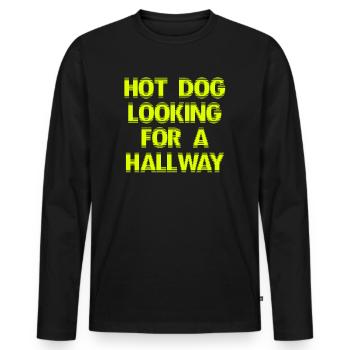 Hot Dog Looking For A Hallway - Men's Premium Organic Long Sleeve Shirt - black - Front - Nico (187cm)