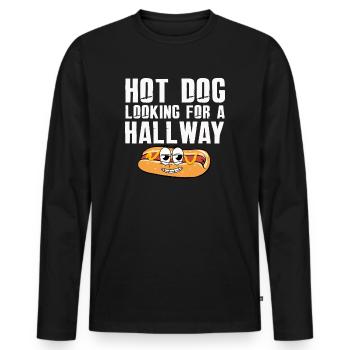 Hot Dog Looking For A Hallway - Men's Premium Organic Long Sleeve Shirt - black - Front - Nico (187cm)