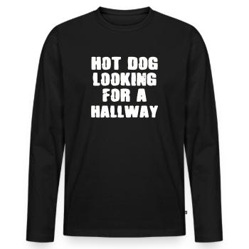 Hot Dog Looking For A Hallway - Men's Premium Organic Long Sleeve Shirt - black - Front - Nico (187cm)
