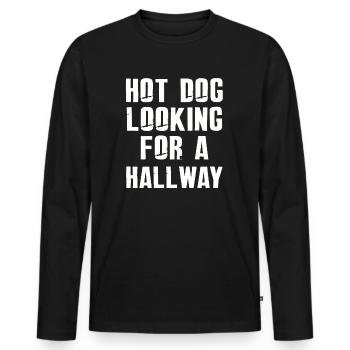 Hot Dog Looking For A Hallway - Men's Premium Organic Long Sleeve Shirt - black - Front - Nico (187cm)