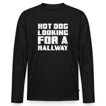 Hot Dog Looking For A Hallway - Men's Premium Organic Long Sleeve Shirt - black - Front - Nico (187cm)