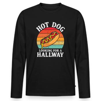 Hot Dog Looking For A Hallway - Men's Premium Organic Long Sleeve Shirt - black - Front - Nico (187cm)