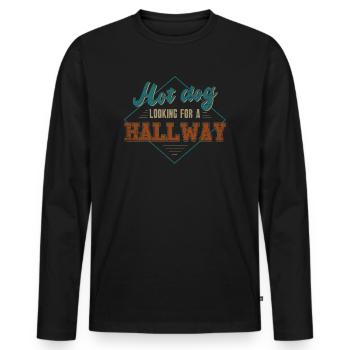 Hot Dog Looking For A Hallway - Men's Premium Organic Long Sleeve Shirt - black - Front - Nico (187cm)