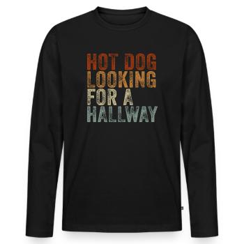 Hot Dog Looking For A Hallway - Men's Premium Organic Long Sleeve Shirt - black - Front - Nico (187cm)