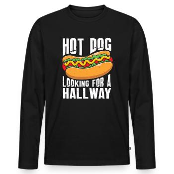 Hot Dog Looking For A Hallway - Men's Premium Organic Long Sleeve Shirt - black - Front - Nico (187cm)
