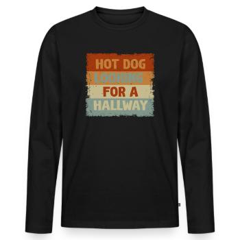 Hot Dog Looking For A Hallway - Men's Premium Organic Long Sleeve Shirt - black - Front - Nico (187cm)