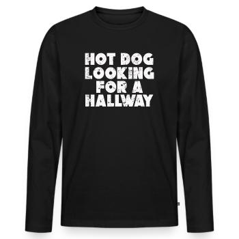 Hot Dog Looking For A Hallway - Men's Premium Organic Long Sleeve Shirt - black - Front - Nico (187cm)