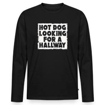 Hot Dog Looking For A Hallway - Men's Premium Organic Long Sleeve Shirt - black - Front - Nico (187cm)