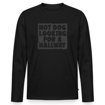 Hot Dog Looking For A Hallway - Men's Premium Organic Long Sleeve Shirt - black - Front - Nico (187cm)
