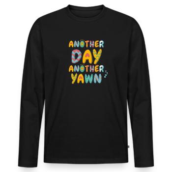First Caffeine Vibes Another Day Yawn Meets Coffee - Men's Premium Organic Long Sleeve Shirt - black - Front - Nico (187cm)