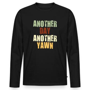 First Caffeine Vibes Another Day Yawn Meets Coffee - Men's Premium Organic Long Sleeve Shirt - black - Front - Nico (187cm)
