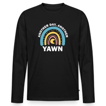 First Caffeine Vibes Another Day Yawn Meets Coffee - Men's Premium Organic Long Sleeve Shirt - black - Front - Nico (187cm)