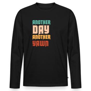 First Caffeine Vibes Another Day Yawn Meets Coffee - Men's Premium Organic Long Sleeve Shirt - black - Front - Nico (187cm)