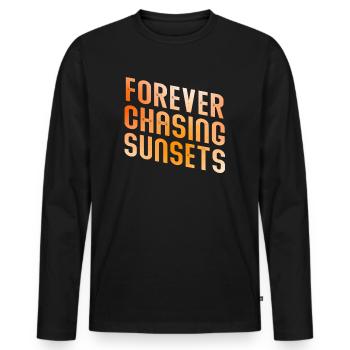 Forever Chasing Sunsets Retro Summer Vacation - Men's Premium Organic Long Sleeve Shirt - black - Front - Nico (187cm)