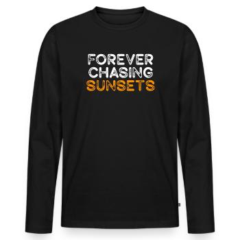 Forever Chasing Sunsets Retro Summer Vacation - Men's Premium Organic Long Sleeve Shirt - black - Front - Nico (187cm)