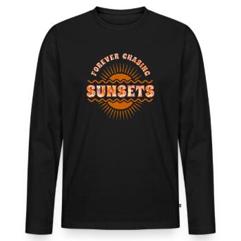 Forever Chasing Sunsets Retro Summer Vacation - Men's Premium Organic Long Sleeve Shirt - black - Front - Nico (187cm)