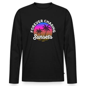 Forever Chasing Sunsets Retro Summer Vacation - Men's Premium Organic Long Sleeve Shirt - black - Front - Nico (187cm)