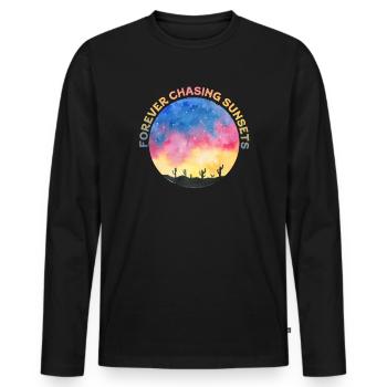 Forever Chasing Sunsets Retro Summer Vacation - Men's Premium Organic Long Sleeve Shirt - black - Front - Nico (187cm)