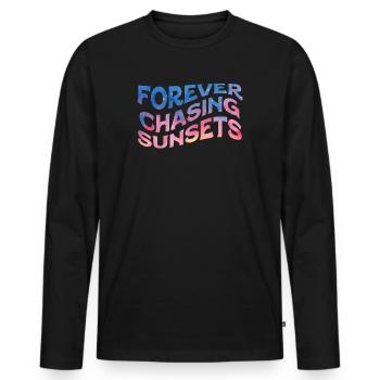 Forever Chasing Sunsets Retro Summer Vacation - Men's Premium Organic Long Sleeve Shirt - black - Front - Nico (187cm)