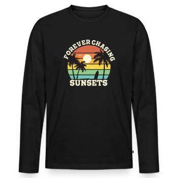 Forever Chasing Sunsets Retro Summer Vacation - Men's Premium Organic Long Sleeve Shirt - black - Front - Nico (187cm)