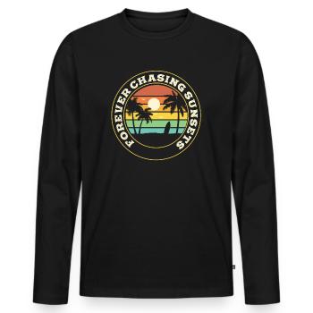 Forever Chasing Sunsets Retro Summer Vacation - Men's Premium Organic Long Sleeve Shirt - black - Front - Nico (187cm)